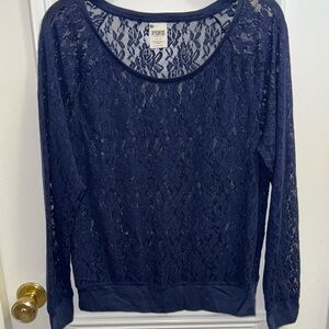 PINK Dog See Through Floral Lace Banded Victoria’s Secret Size Medium LongSleeve